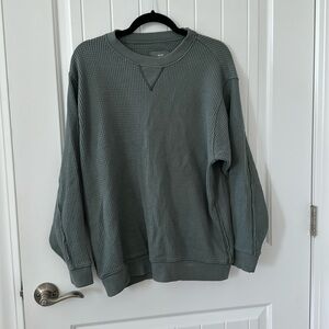 Waffle knit long sleeve sweatshirt